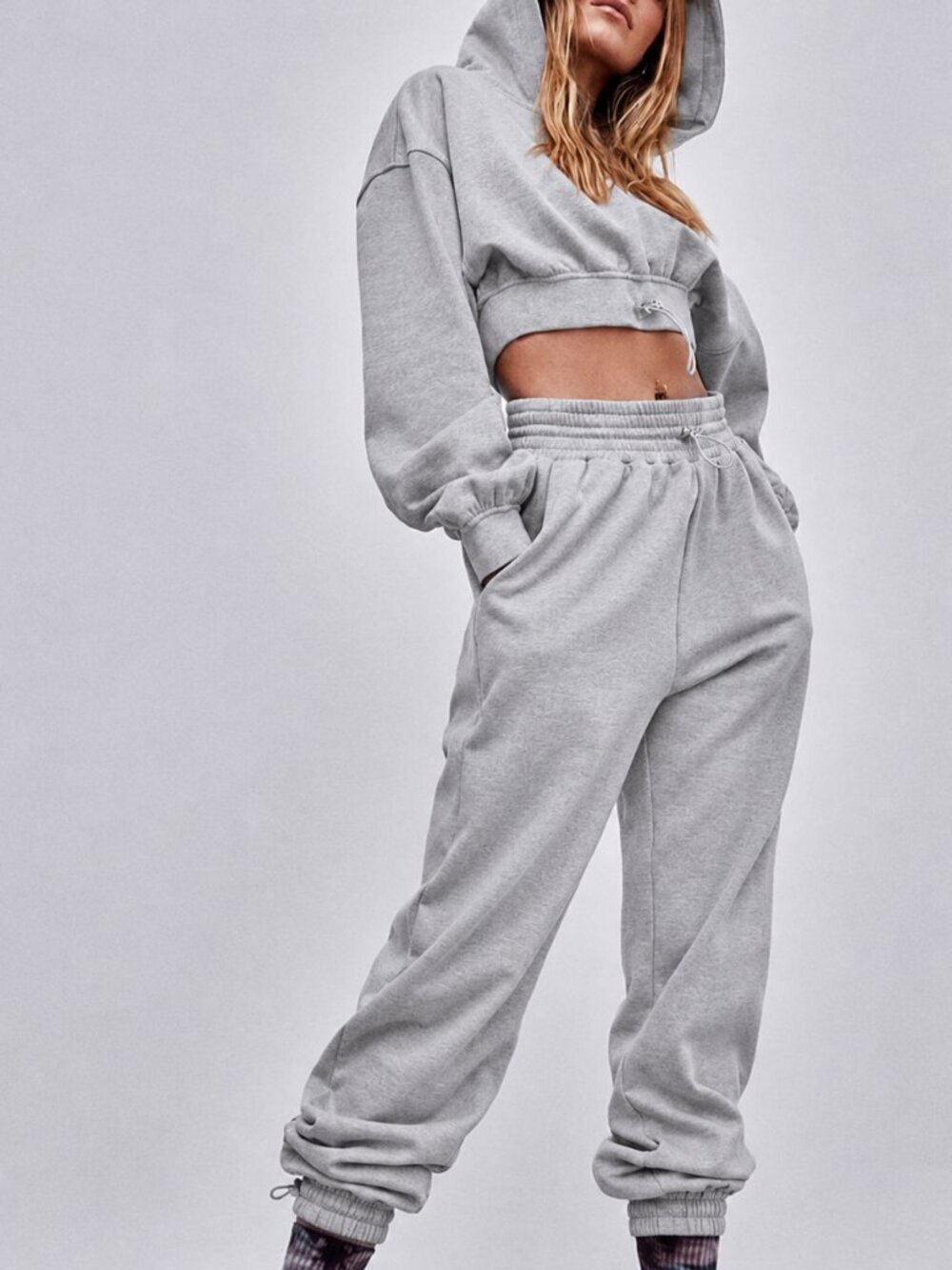For Love & Lemons SET Josie Sweats Set Hoodie Sweatshirt SweatPants Grey Size XS